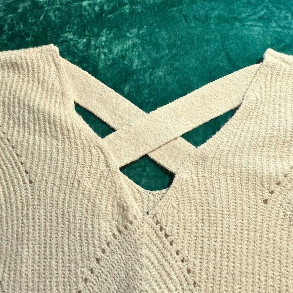 Pinque Textured Knit Sweater w/ Crisscross Back – Cream – Size XL - Picture 5 of 5